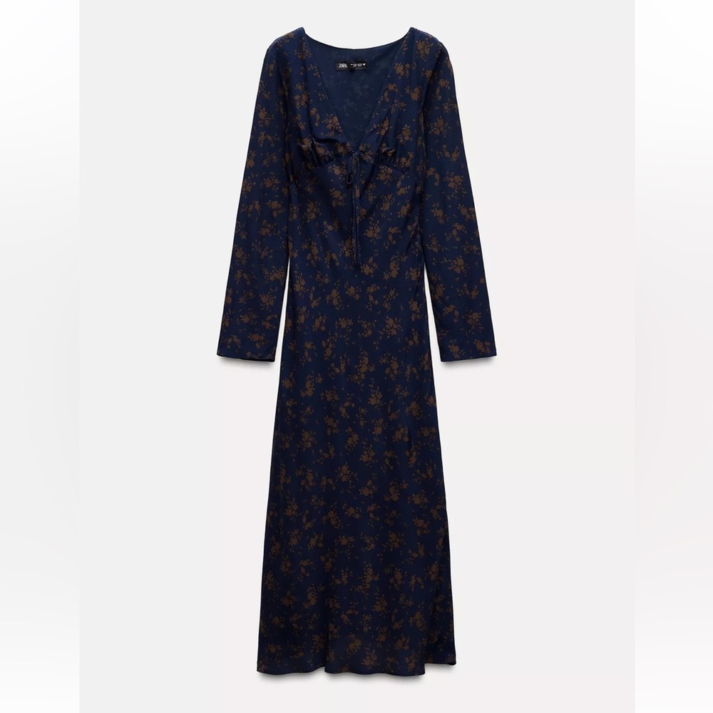NWT Zara Floral Print Midi Dress - Size Medium